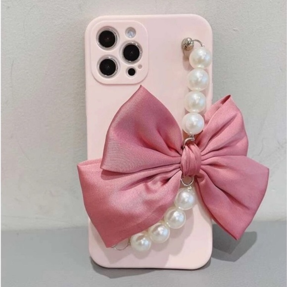 PINK BOW Pearl Design IPhone Case IPHONE 12 PRO MAX - Picture 2 of 8